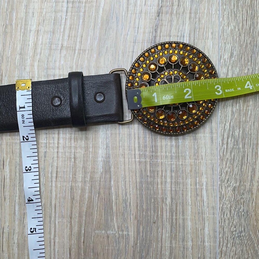 Rhinestone belt, real leather. Big buckle. - Picture 8 of 8